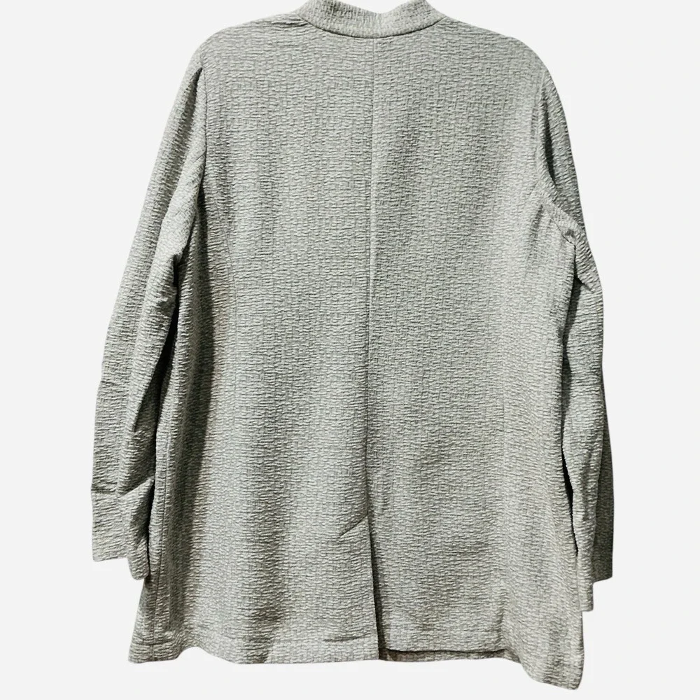 Eileen Fisher Pearl Textural Cotton Tencel Stretch Stand Collar Jacket‎ L